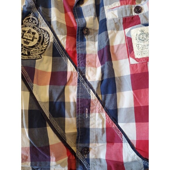 Parish Nation Shirt Y2K Mens L Check Embroidered Patchwork Hip Hop Streetwear - Picture 6 of 16